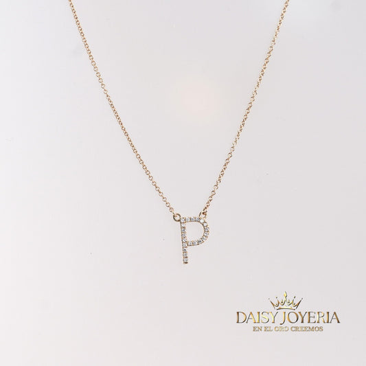 P Initial Pendant Necklace, 0.07CT Diamond, 14k