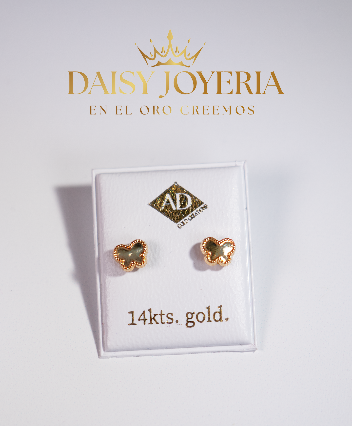 ARETES PEQUEÑOS DE MARIPOSITA 14K