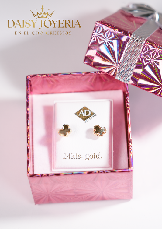 ARETES PEQUEÑOS DE MARIPOSITA 14K