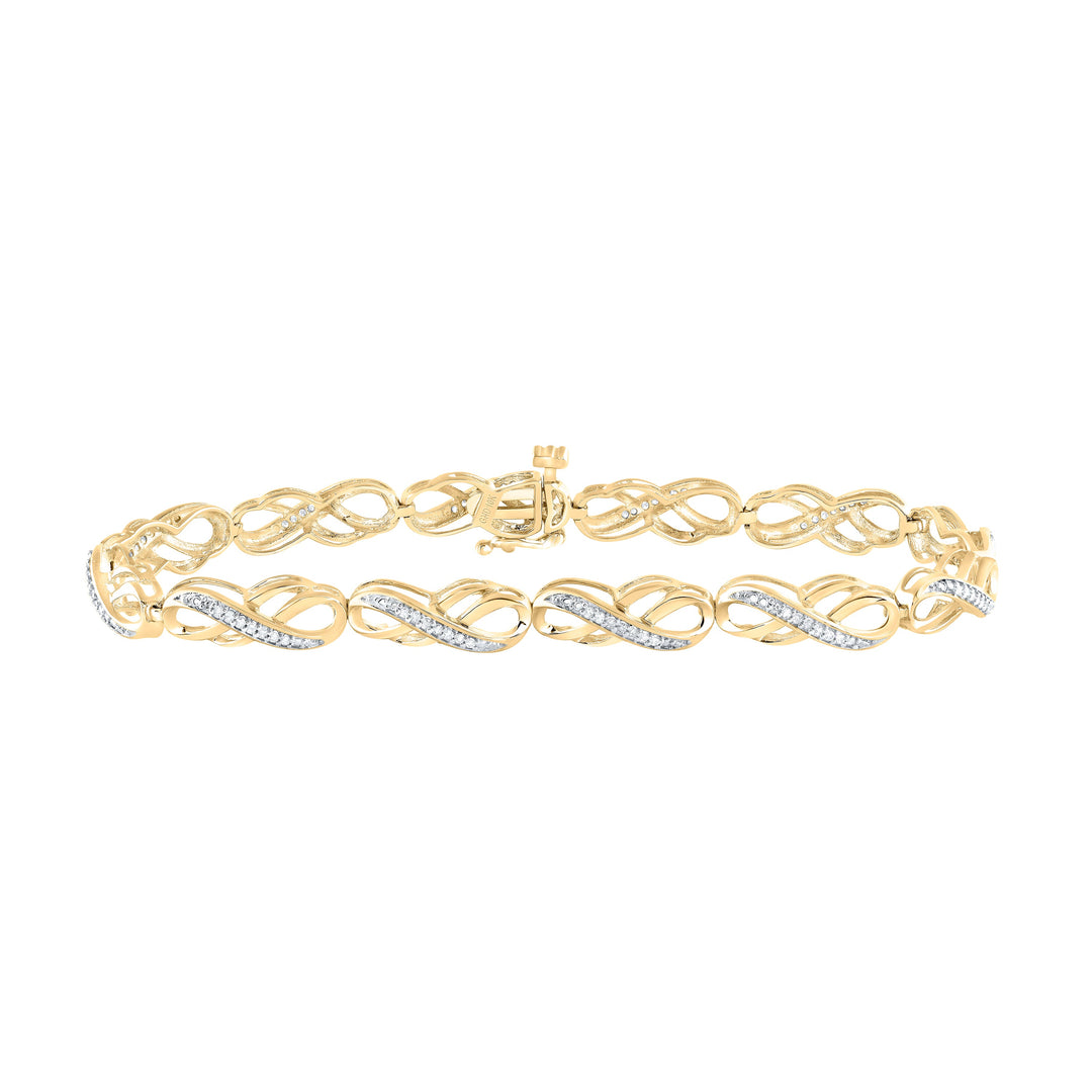 10kt Yellow Gold Womens Round Diamond Infinity Bracelet 1/4 Cttw Daisy Joyeria
