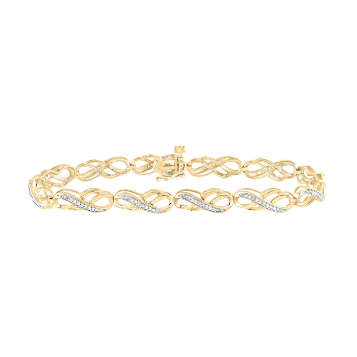 10kt Yellow Gold Womens Round Diamond Infinity Bracelet 1/4 Cttw Daisy Joyeria