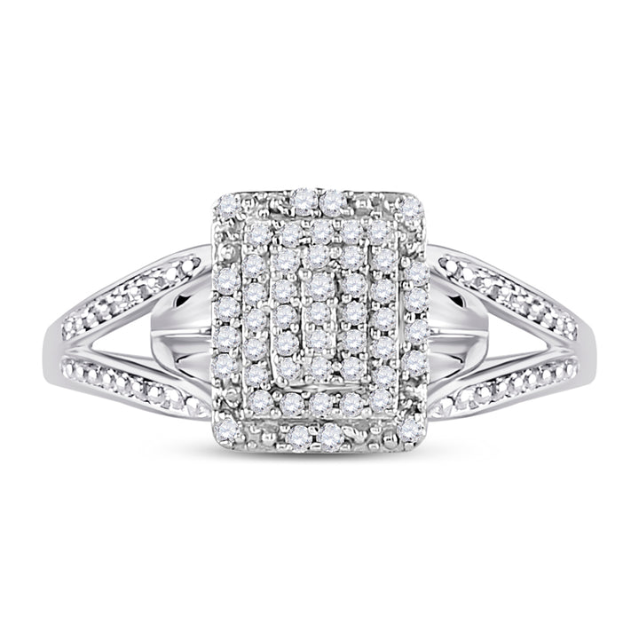 10kt White Gold Womens Round Diamond Cluster Split-shank Ring 1/5 Cttw 7 Daisy Joyeria