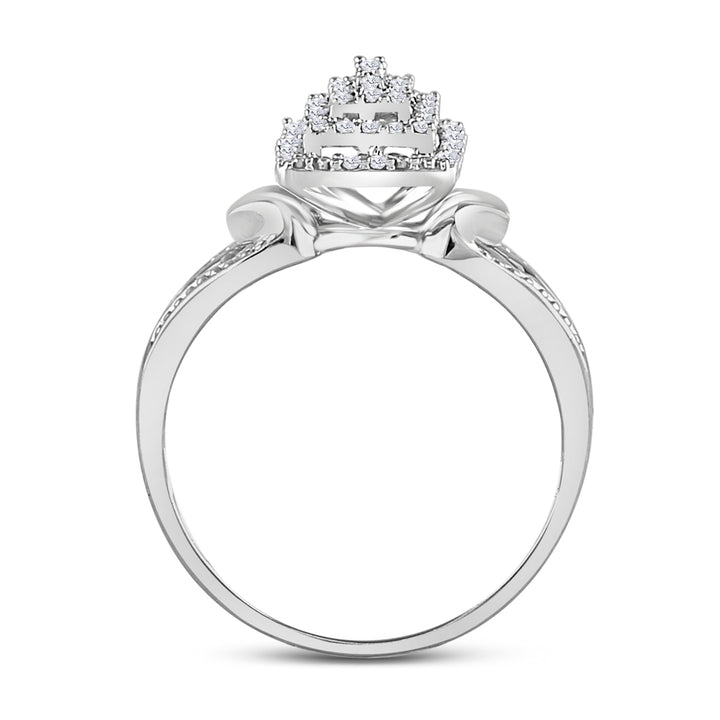 10kt White Gold Womens Round Diamond Cluster Split-shank Ring 1/5 Cttw 7 Daisy Joyeria
