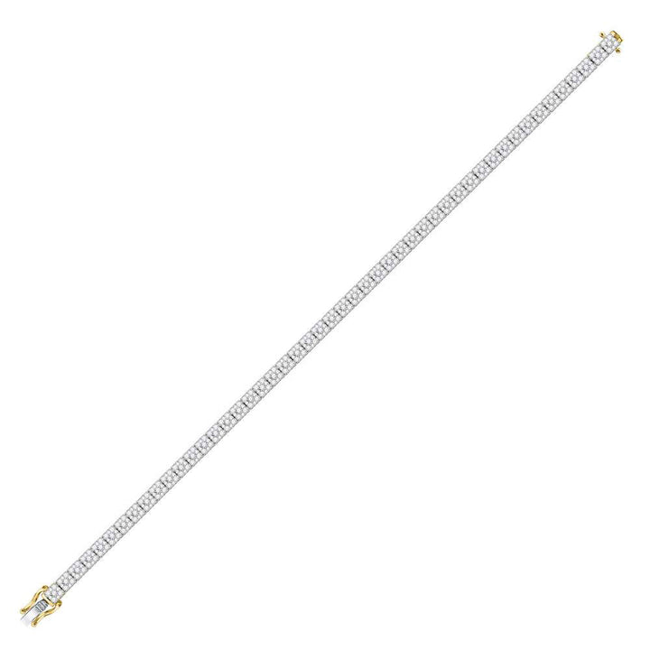 10kt Yellow Gold Mens Round Diamond Link Solitaire Bracelet 4-3/4 Cttw Daisy Joyeria