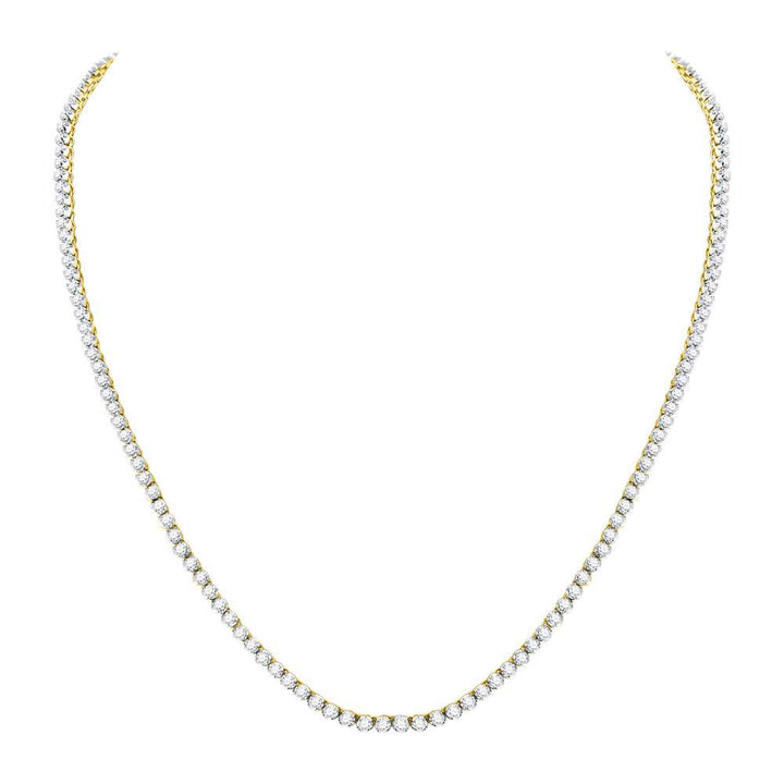 10kt Yellow Gold Mens Round Diamond Solitaire Linked 22"" Necklace 10-1/2 Cttw Daisy Joyeria