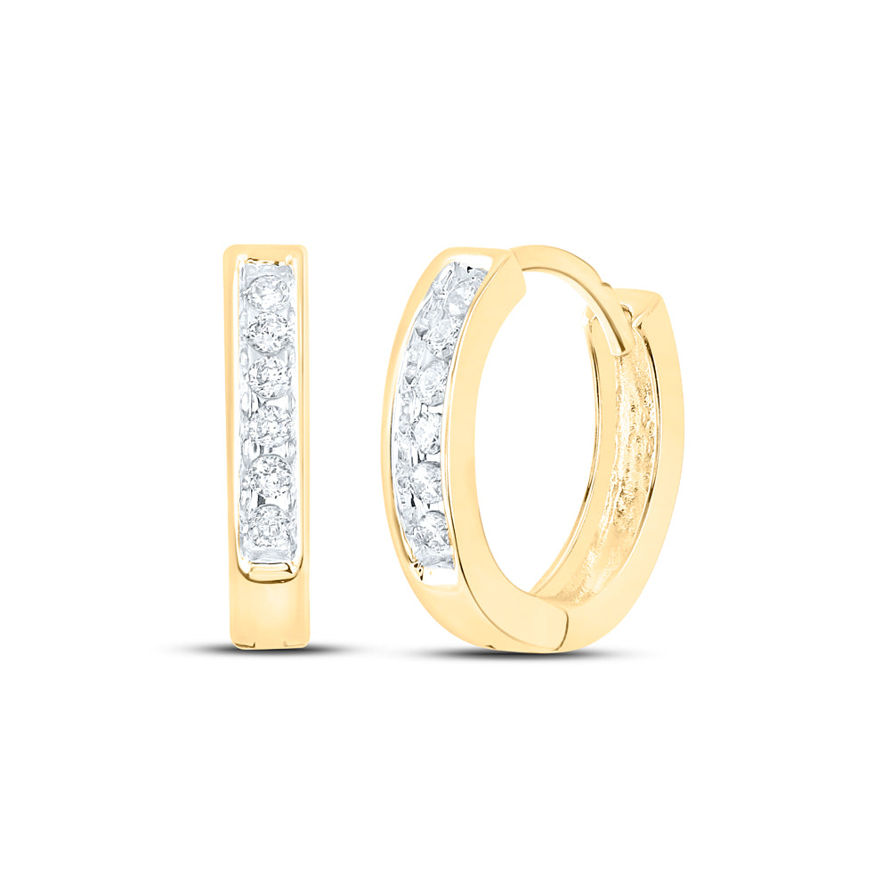 10kt Yellow Gold Womens Round Diamond Hoop Earrings 1/8 Cttw Daisy Joyeria