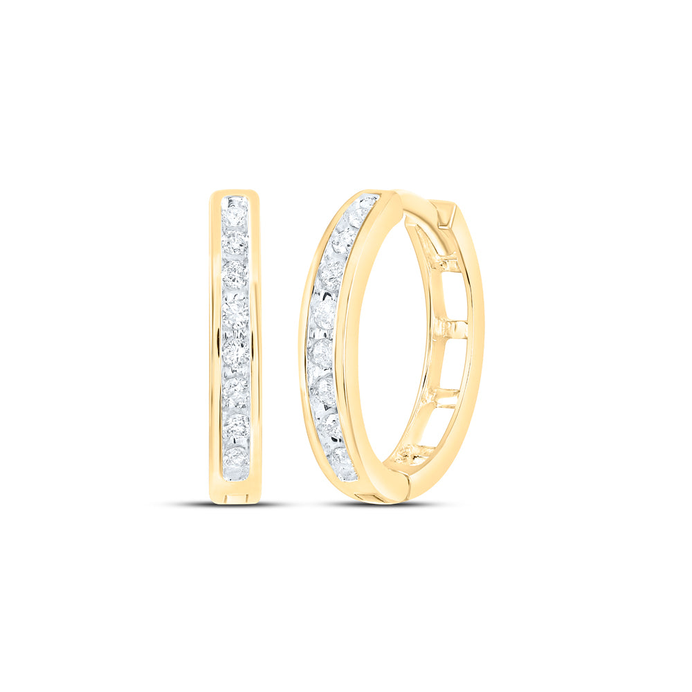 10kt Yellow Gold Womens Round Diamond Hoop Earrings 1/5 Cttw Daisy Joyeria
