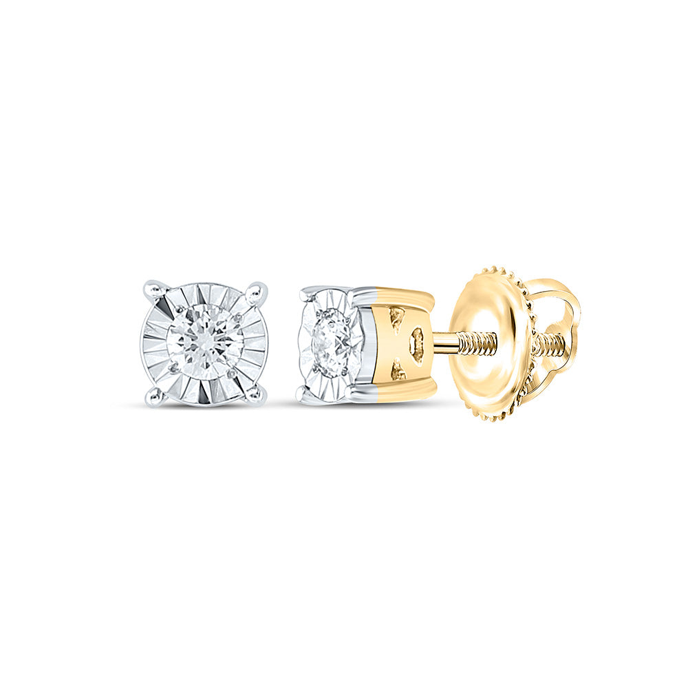 10kt Yellow Gold Womens Round Diamond Solitaire Stud Earrings 1/10 Cttw Daisy Joyeria