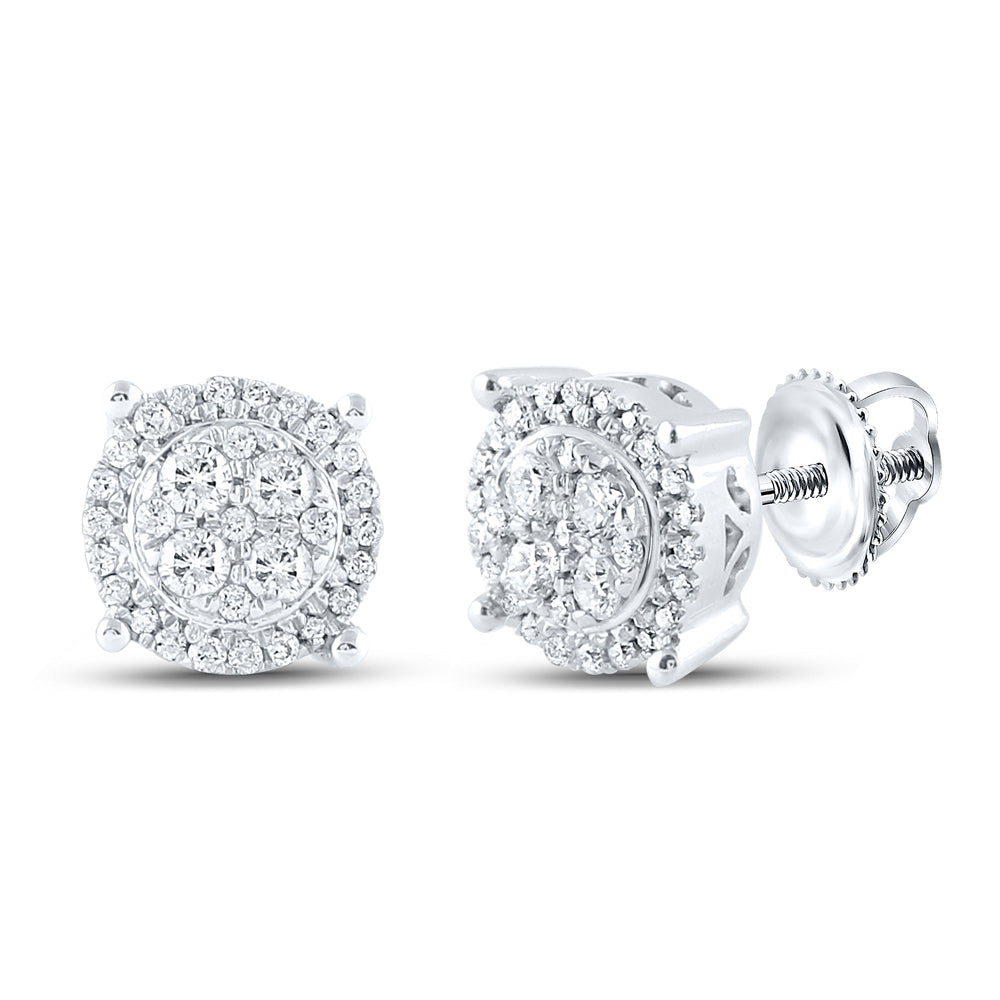 CINDYÂS DREAM COLLECTION (MAKE YOUR FAIRY TALE DREAMS COME TRUE!) 10kt White Gold Womens Round Diamond Cluster Earrings 1/4 Ct Daisy Joyeria