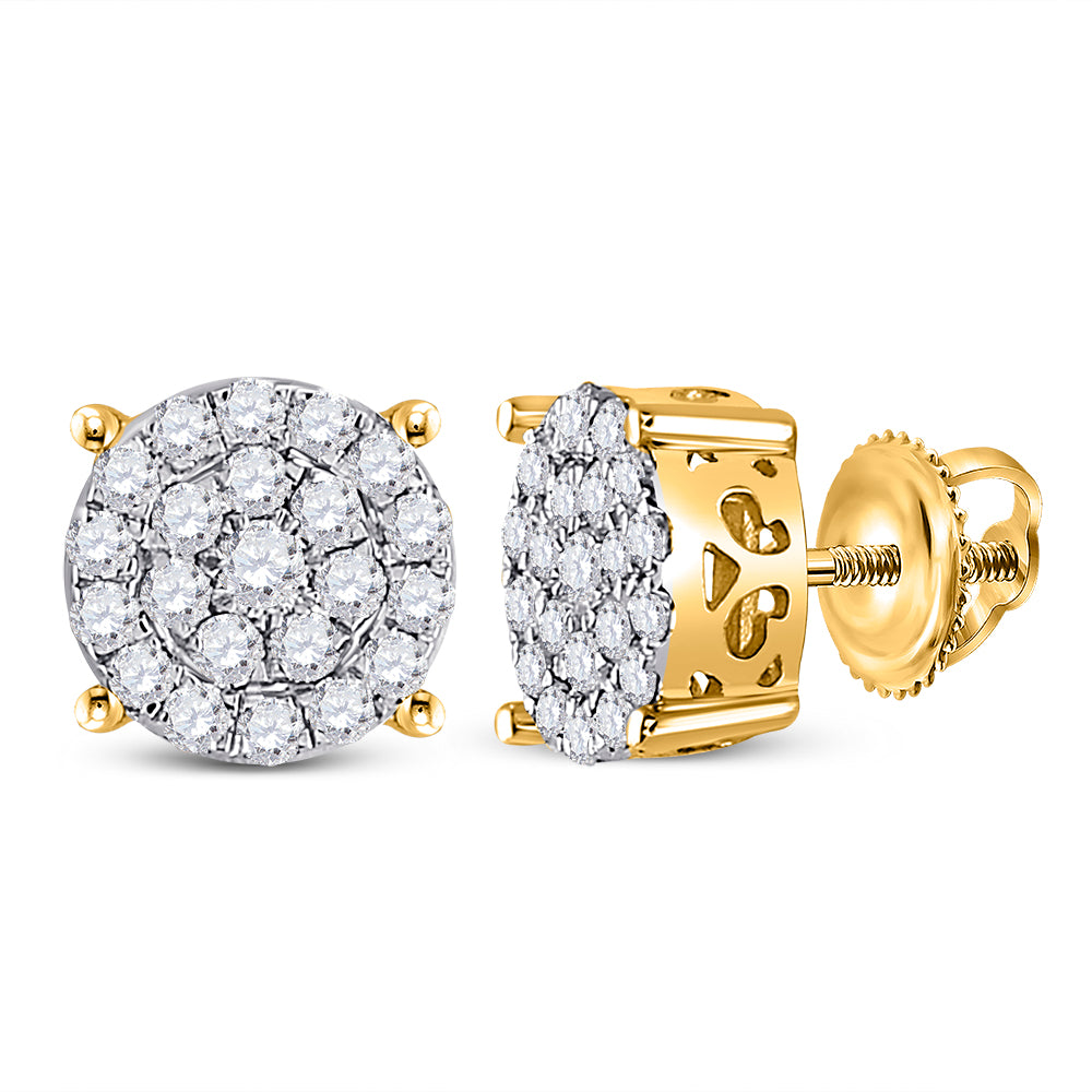 10kt Yellow Gold Womens Round Diamond Cindy's Dream Cluster Earrings 3/4 Cttw Daisy Joyeria