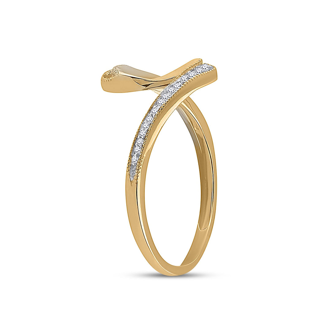 10kt Yellow Gold Womens Round Diamond S Curve Band Ring 1/20 Cttw 7 Daisy Joyeria