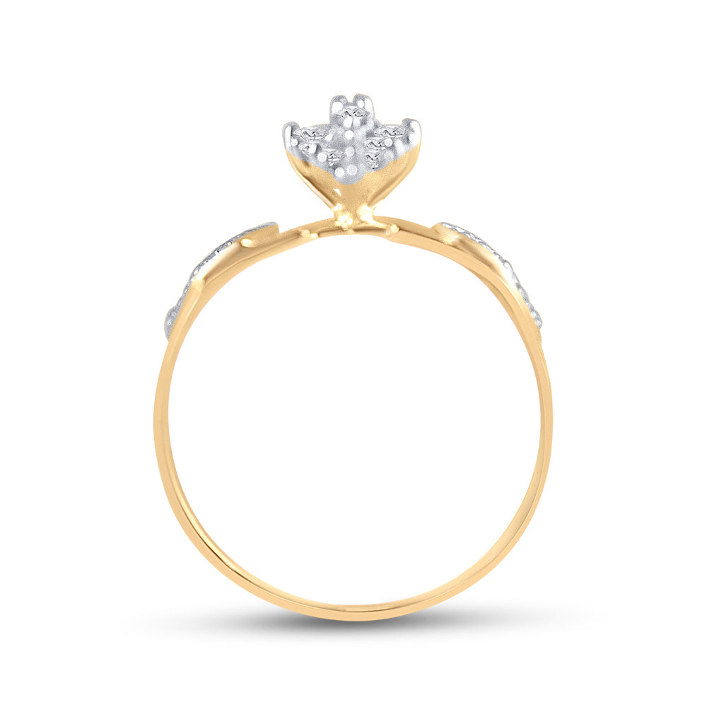 10kt Yellow Gold Womens Round Diamond Double Heart Cluster Ring 1/8 Cttw 7 Daisy Joyeria
