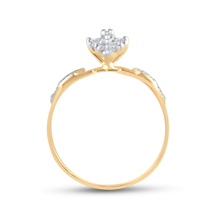 10kt Yellow Gold Womens Round Diamond Double Heart Cluster Ring 1/8 Cttw 7 Daisy Joyeria