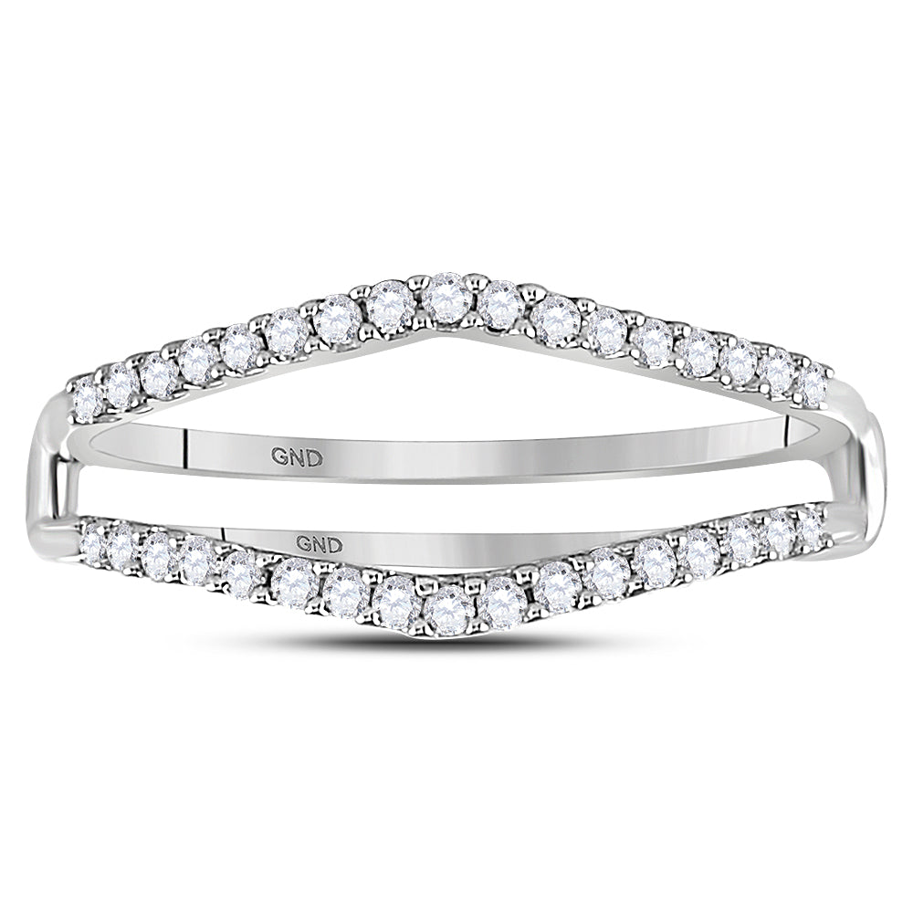 14kt White Gold Womens Round Diamond Ring Guard Wrap Enhancer Wedding Band 1/4 Cttw 7 Daisy Joyeria