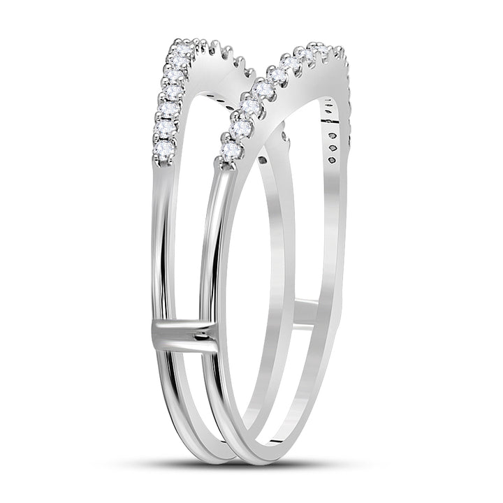 14kt White Gold Womens Round Diamond Ring Guard Wrap Enhancer Wedding Band 1/4 Cttw 7 Daisy Joyeria