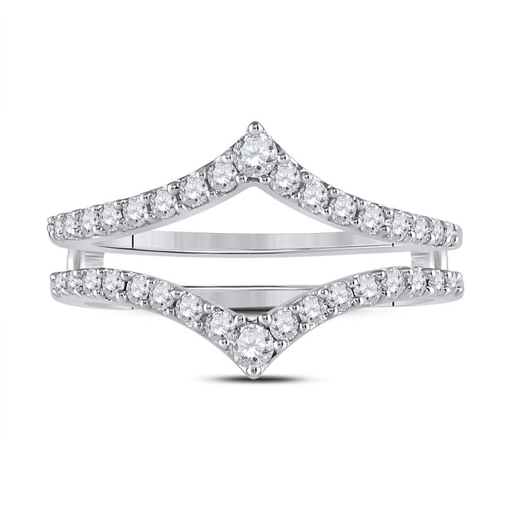 14kt White Gold Womens Round Diamond Ring Guard Wrap Enhancer Wedding Band 1/2 Cttw 7 Daisy Joyeria