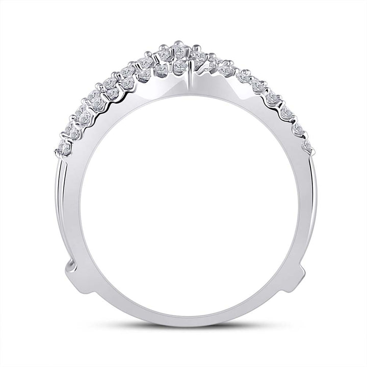 14kt White Gold Womens Round Diamond Ring Guard Wrap Enhancer Wedding Band 1/2 Cttw 7 Daisy Joyeria