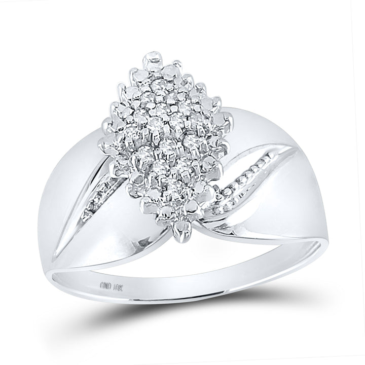10kt White Gold Womens Round Diamond Cluster Ring 1/8 Cttw 7 Daisy Joyeria