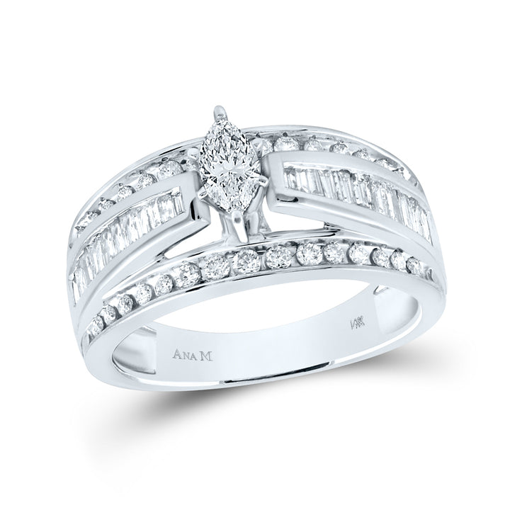 14kt White Gold Womens Marquise Diamond Solitaire Bridal Wedding Engagement Ring 1.00 Cttw 7 Daisy Joyeria
