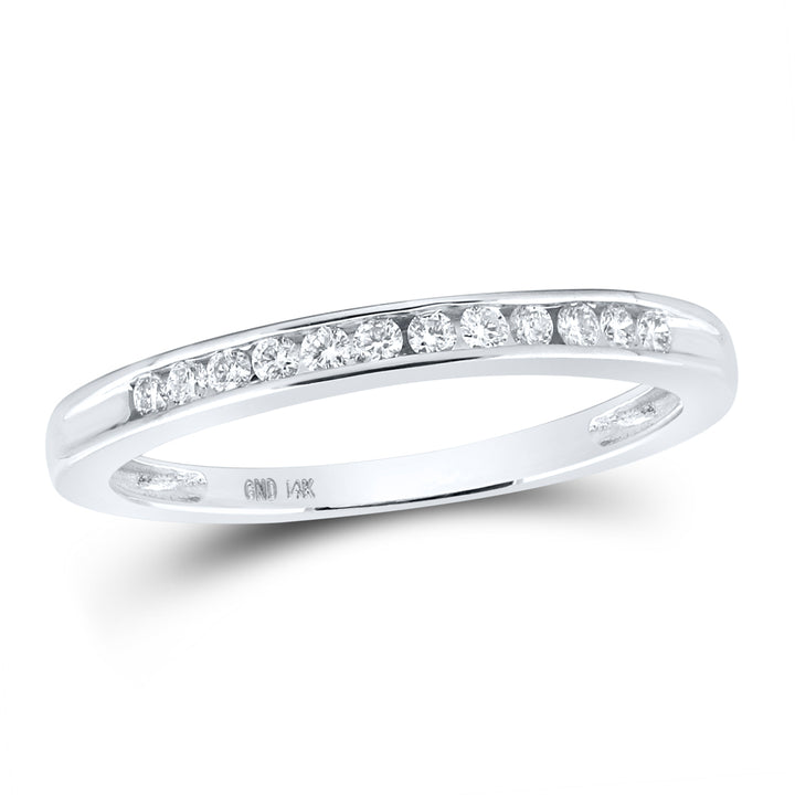 14kt White Gold Womens Round Channel-set Diamond Wedding Band 1/6 Cttw 7 Daisy Joyeria