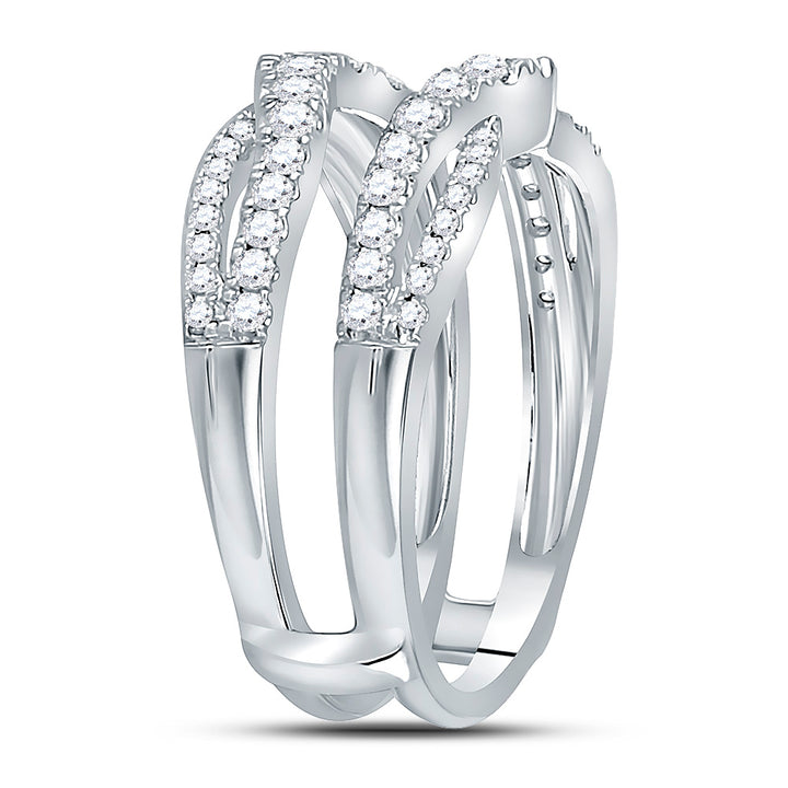 14kt White Gold Womens Round Diamond Wrap Ring Guard Enhancer 5/8 Cttw 7 Daisy Joyeria