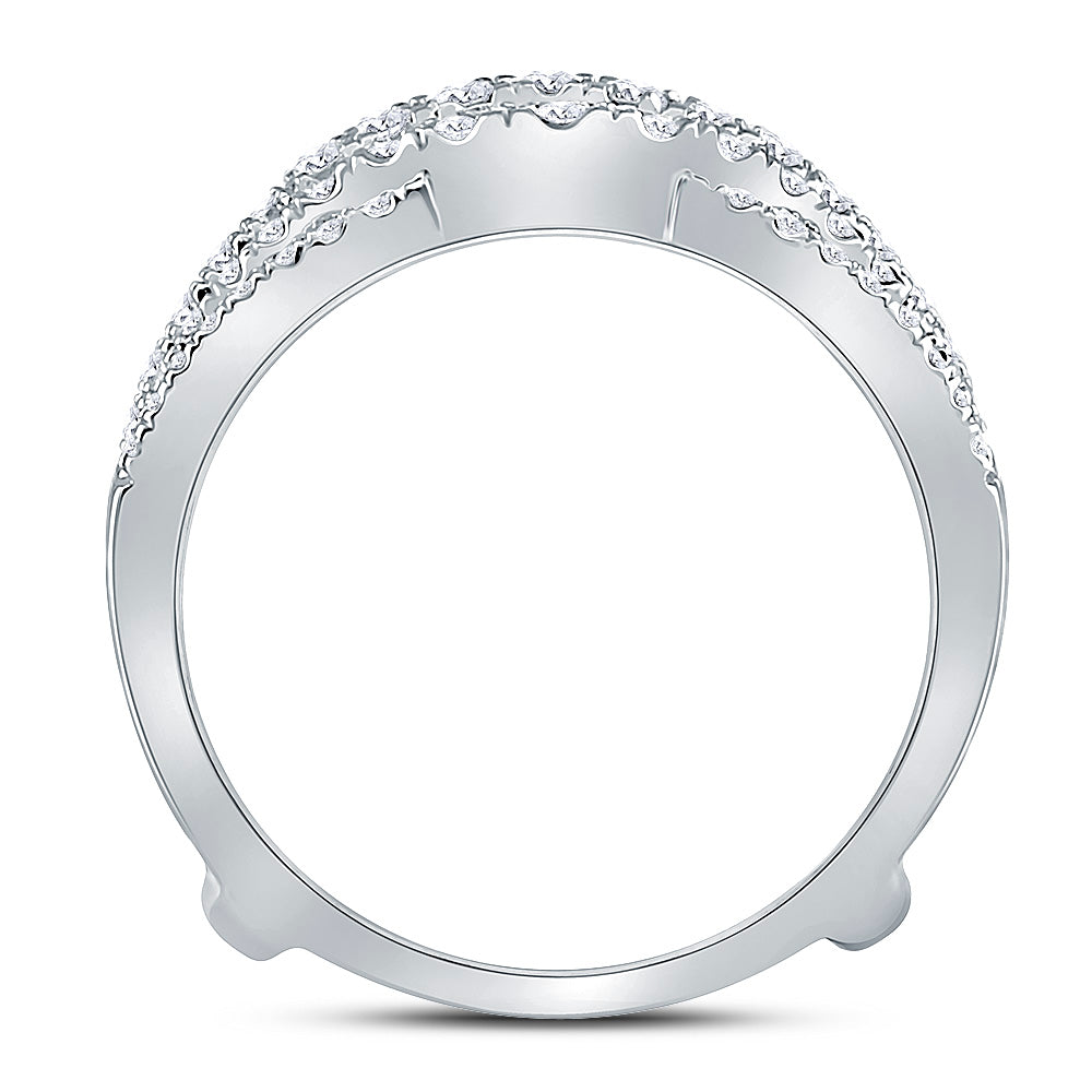 14kt White Gold Womens Round Diamond Wrap Ring Guard Enhancer 5/8 Cttw 7 Daisy Joyeria