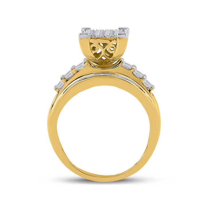 10kt Yellow Gold Womens Round Diamond Cluster Bridal Wedding Engagement Ring 1.00 Cttw 7 Daisy Joyeria