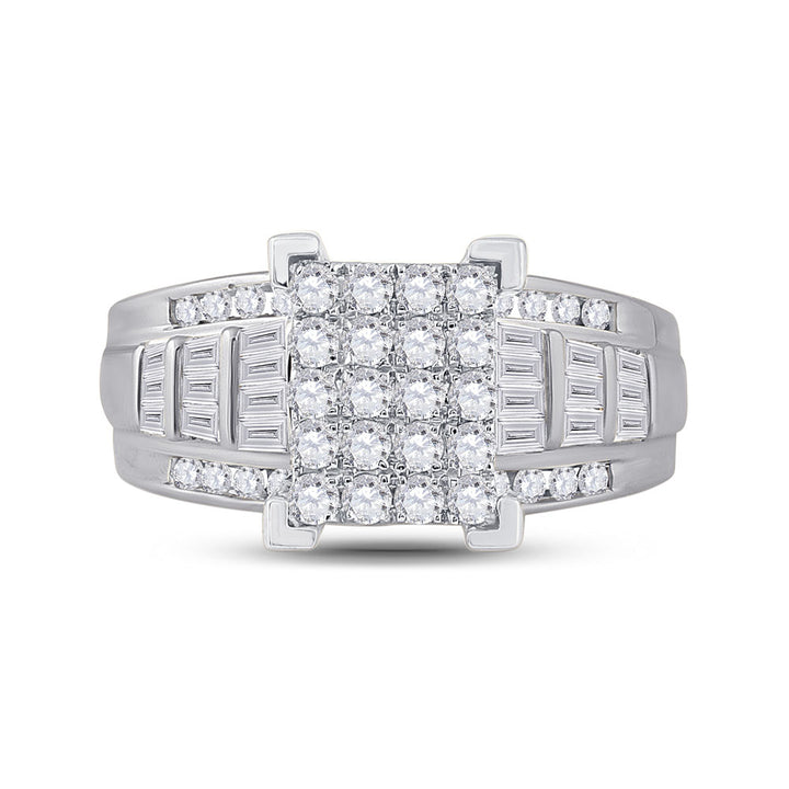 10kt White Gold Womens Princess Diamond Cluster Bridal Wedding Engagement Ring 1.00 Cttw 7 Daisy Joyeria