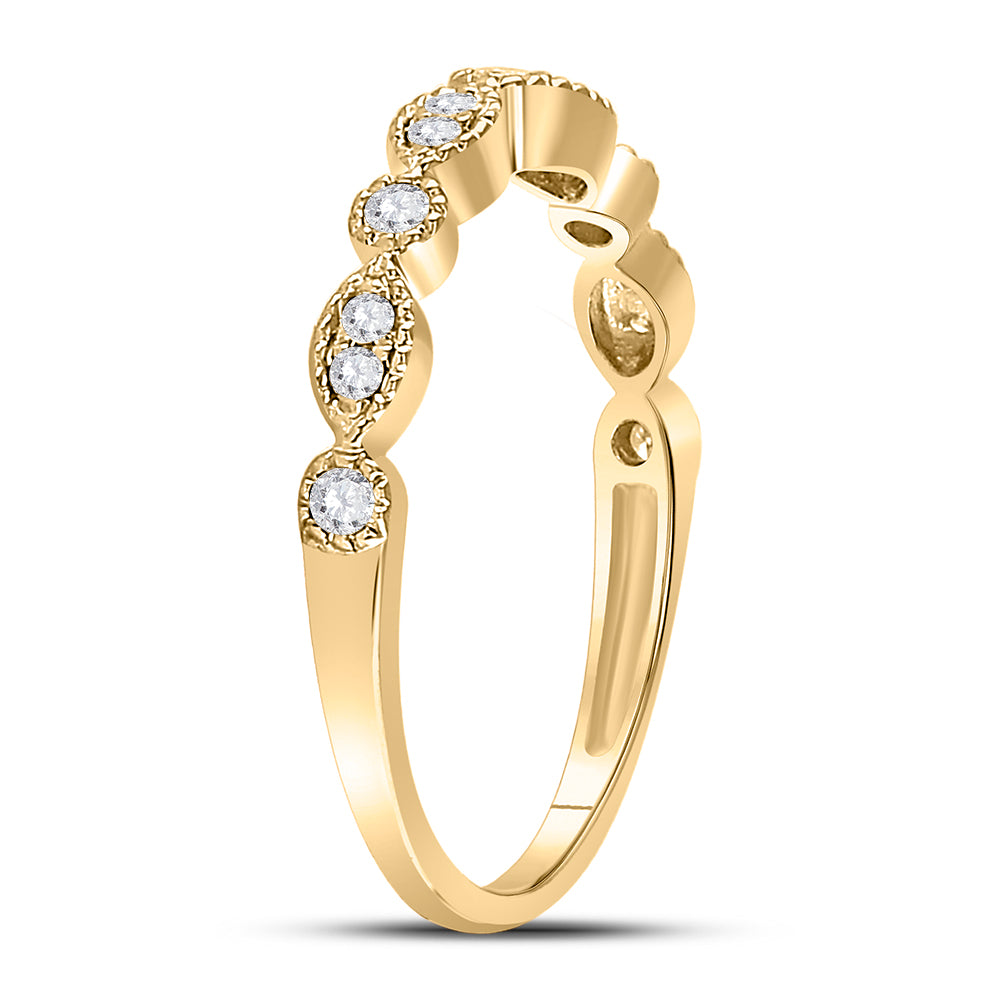 10kt Yellow Gold Womens Round Diamond Milgrain Stackable Band Ring 1/6 Cttw 7 Daisy Joyeria