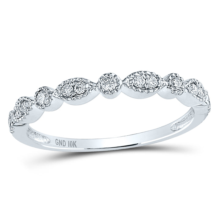 10kt White Gold Womens Round Diamond Milgrain Stackable Band Ring 1/6 Cttw 7 Daisy Joyeria