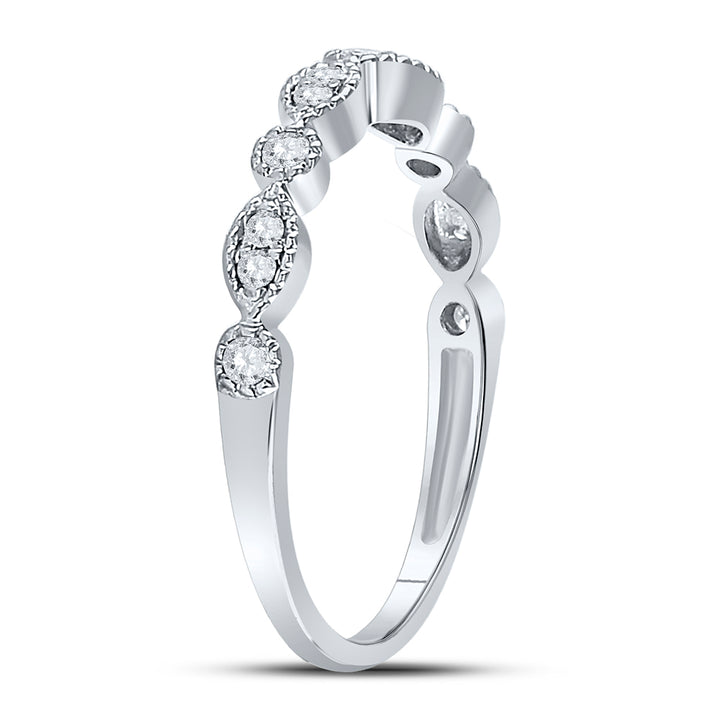 10kt White Gold Womens Round Diamond Milgrain Stackable Band Ring 1/6 Cttw 7 Daisy Joyeria
