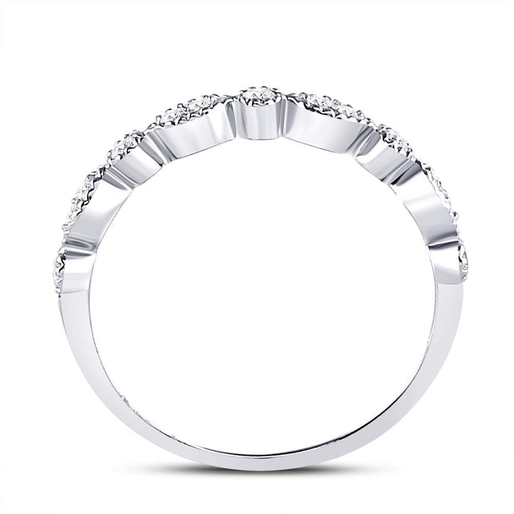 10kt White Gold Womens Round Diamond Milgrain Stackable Band Ring 1/6 Cttw 7 Daisy Joyeria