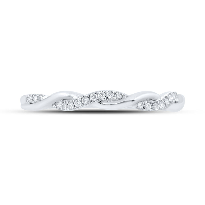 10kt White Gold Womens Round Diamond Stackable Band Ring 1/10 Cttw 7 Daisy Joyeria