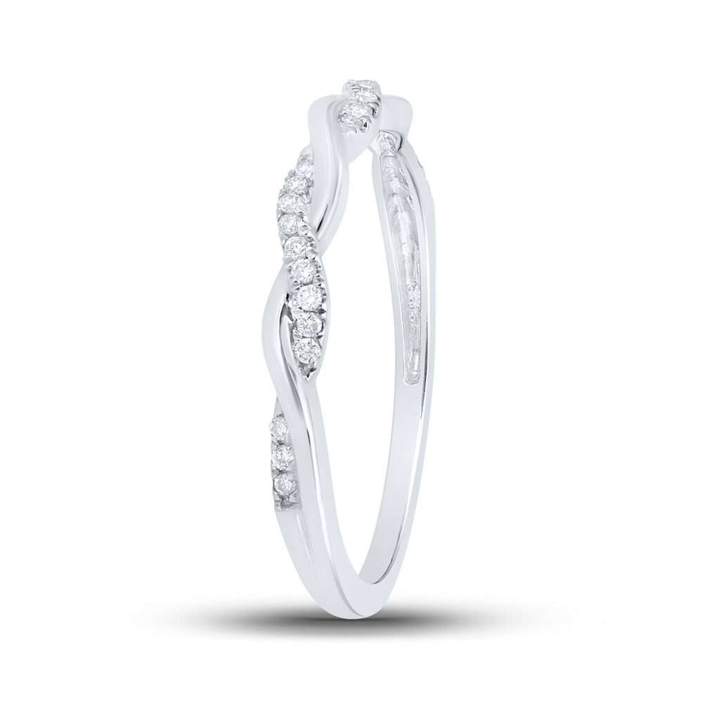 10kt White Gold Womens Round Diamond Stackable Band Ring 1/10 Cttw 7 Daisy Joyeria
