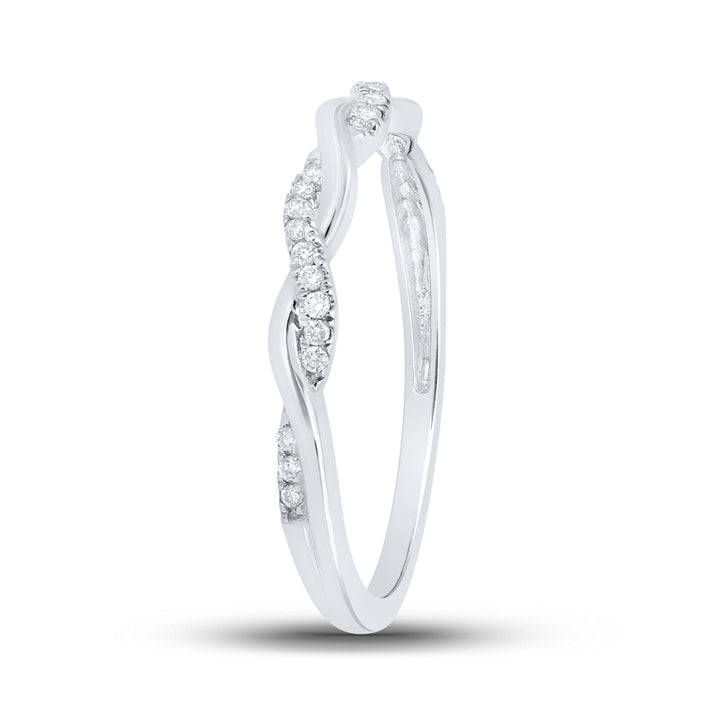 10kt White Gold Womens Round Diamond Stackable Band Ring 1/10 Cttw 7 Daisy Joyeria