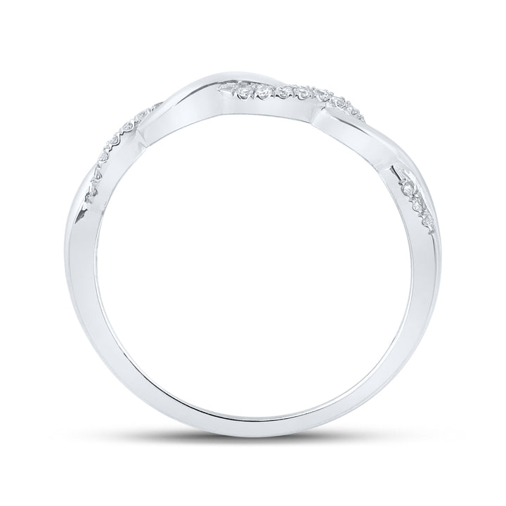 10kt White Gold Womens Round Diamond Stackable Band Ring 1/10 Cttw 7 Daisy Joyeria