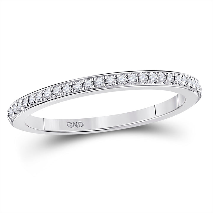 10kt White Gold Womens Round Diamond Single Row Stackable Band Ring 1/8 Cttw 7 Daisy Joyeria