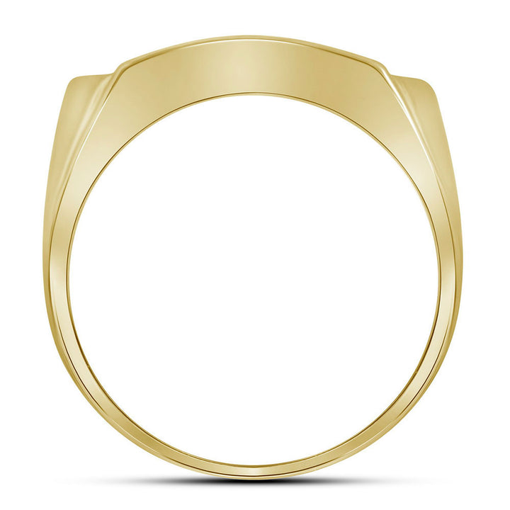 10kt Yellow Gold Mens Round Diamond Rectangle Arched Cluster Ring 1/2 Cttw 10 Daisy Joyeria