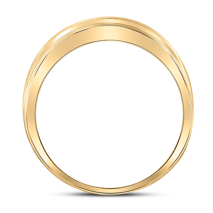 10kt Yellow Gold Mens Round Diamond Wedding 2-Row Band Ring 1/4 Cttw 10 Daisy Joyeria