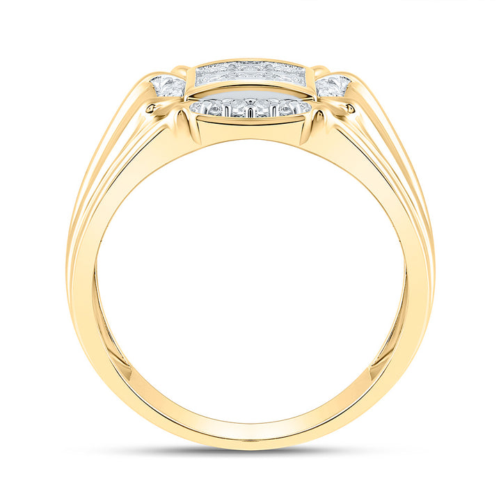 10kt Yellow Gold Mens Round Diamond Cluster Ring 1/4 Cttw 10 Daisy Joyeria