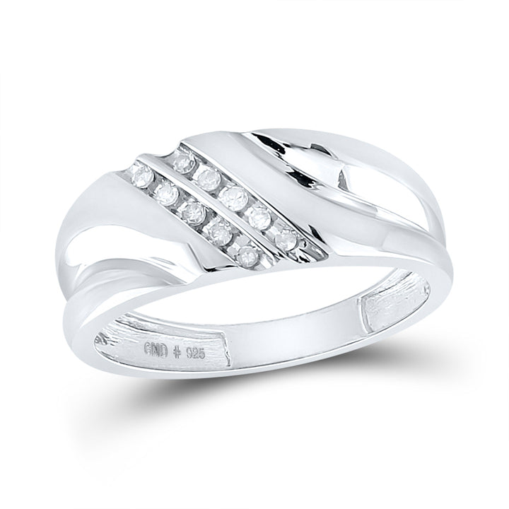 Sterling Silver Mens Round Channel-set Diamond Wedding Band Ring 1/8 Cttw 10 Daisy Joyeria