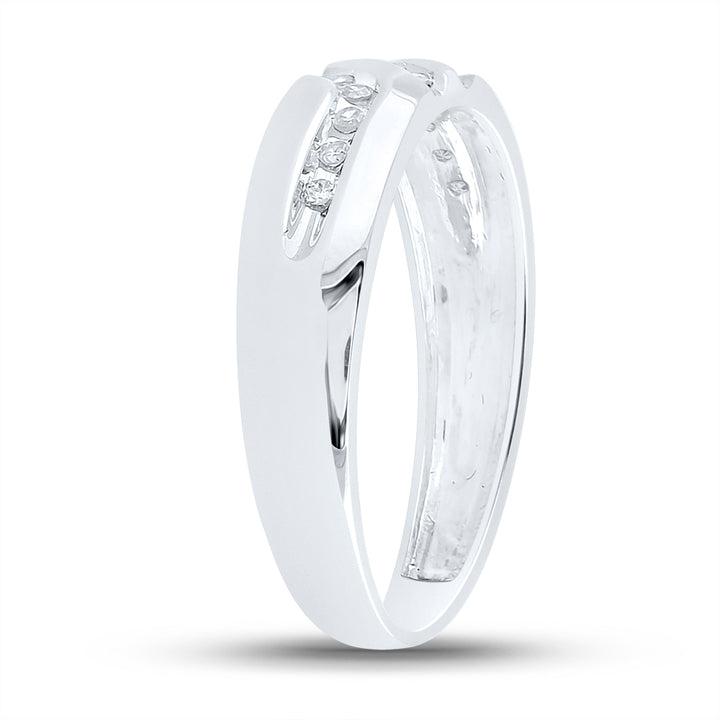 10kt White Gold Mens Round Channel-set Diamond Triple Row Wedding Band Ring 1/8 Cttw 10 Daisy Joyeria