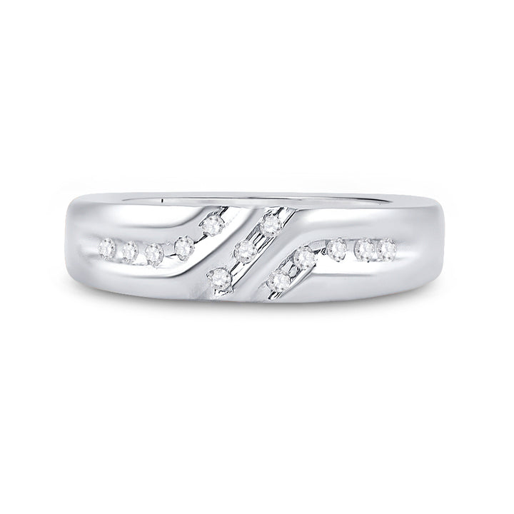 14kt White Gold Mens Round Diamond 5mm Wedding Anniversary Band Ring 1/8 Cttw 10 Daisy Joyeria