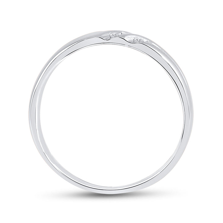 14kt White Gold Mens Round Diamond 5mm Wedding Anniversary Band Ring 1/8 Cttw 10 Daisy Joyeria