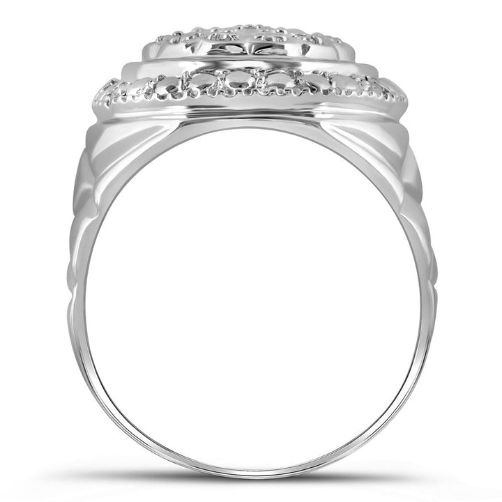 Sterling Silver Mens Round Diamond Fashion Ring 1/10 Cttw 10 Daisy Joyeria
