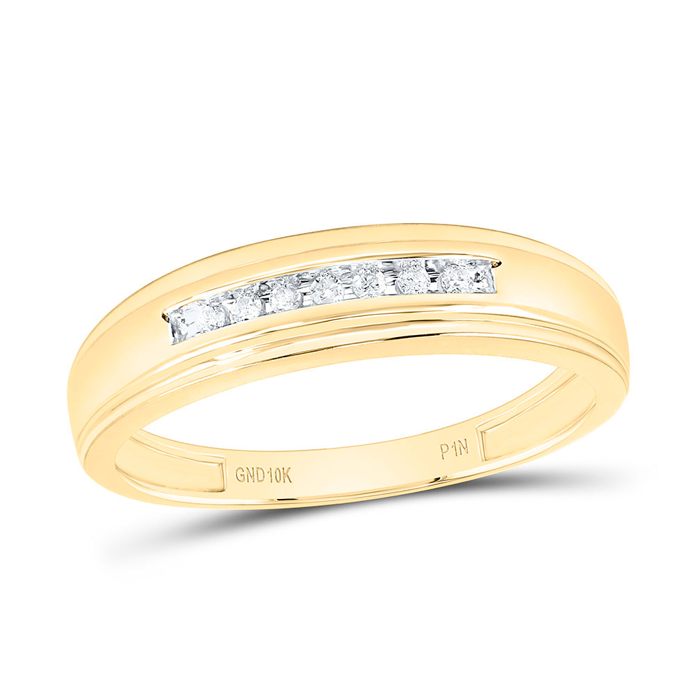 10kt Yellow Gold Mens Round Diamond Wedding Anniversary Band Ring 1/12 Cttw 10 Daisy Joyeria