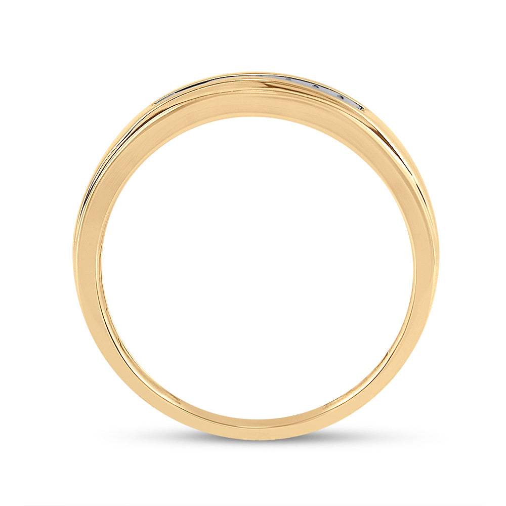 14kt Yellow Gold Mens Round Diamond Channel-set Wedding Anniversary Band Ring 1/12 Cttw 10 Daisy Joyeria