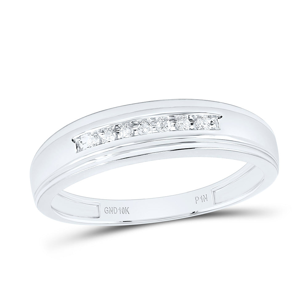 10kt White Gold Mens Round Diamond Channel-set Wedding Anniversary Band Ring 1/12 Cttw 10 Daisy Joyeria