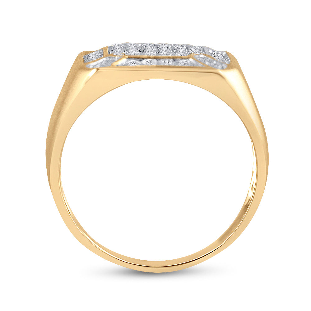 10kt Yellow Gold Mens Round Diamond Square Cluster Ring 1/3 Cttw 10 Daisy Joyeria