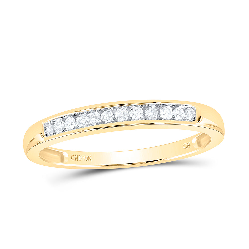 10kt Yellow Gold Womens Round Diamond Channel Set Band Ring 1/8 Cttw 7 Daisy Joyeria
